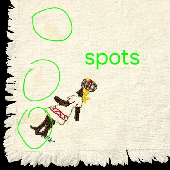 6 Vintage Caribbean Jamaican Napkins Embroidered Woman Man Basket Bananas Fringe - Picture 12 of 15